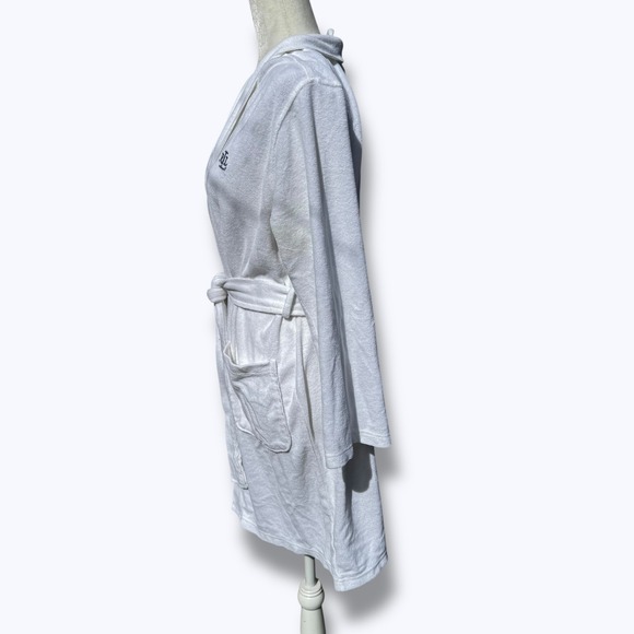 Lauren Ralph Lauren White Robe Women's Size M Plush Belted Bathrobe Soft Lounge - Picture 3 of 7